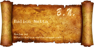 Balics Netta névjegykártya